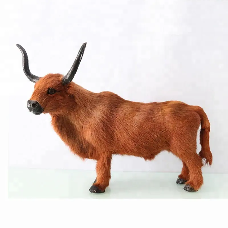 Cina Pabrik Terbaik Dibuat Permukaan Mewah Realistis Berbulu Ox Buatan Bull Figurine