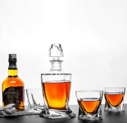 Glass Decanter For Alcohol Bourbon Wine Crystal Whiskey Decanter Glass Bottle