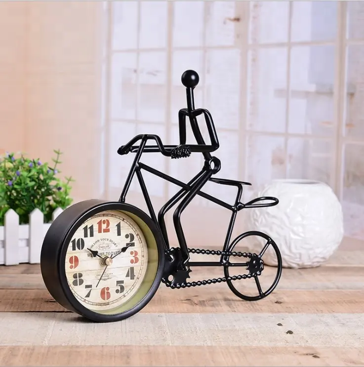 Reloj de metal para bicicleta, decoración del hogar europea, artesanías, regalo de hierro, adornos de metal 1805707