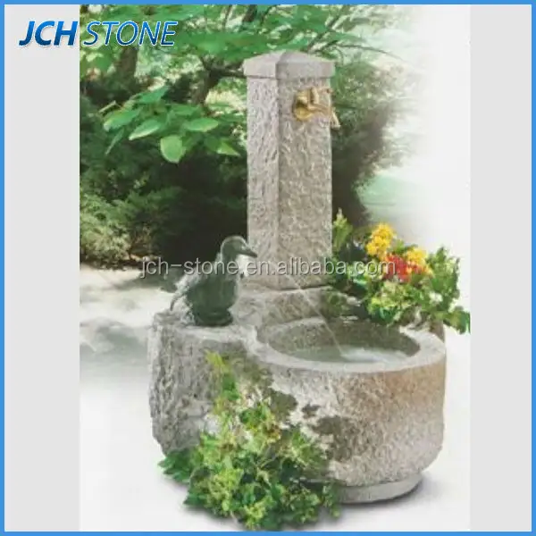 Tự nhiên đá sân vườn rửa tay granite sink nước đài phun nước với duck tượng