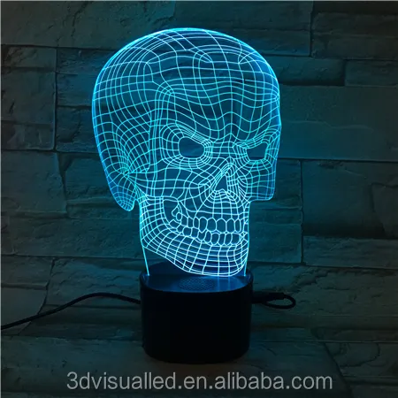 3D Illusion Skull Lamp Colorful Acrylic Led Night Light Micro Usb Table Desk Lamp lautsprecher acryl nacht lampe