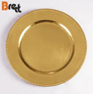 Tableware Cheap Plastic Gold Silver Beaded Charger Plates Wedding Decoration