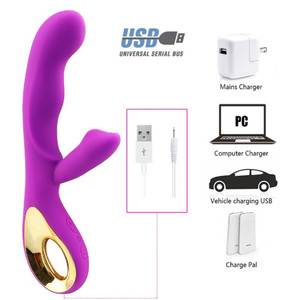 Mainan seks tongkat pemijat isi ulang Usb silikon 10 kecepatan Vibrator peluru ganda - Product Image 3