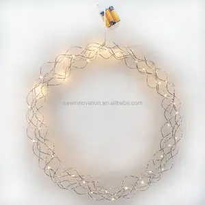 46L Warm Weiß LED Draht Kranz Silber Metall Ring Kunst Dekoration