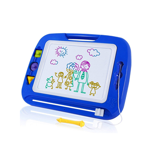 Drawing Board Toy with Foldable Stand Foothold 3 Stamps, Non-Toxic Magnetic Doodle Sketch Pad Painting Writing for Toddlers