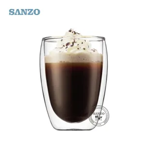 Wholesale Customized Double Wall Borosilicate Glass Coffee Cup For Latte Tea Mugs