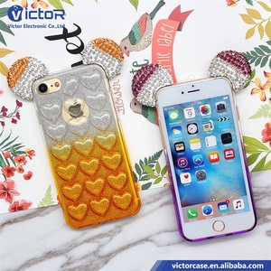 2017 productos más populares calado estilo amor epoxi colorido TPU caja del teléfono celular con pegatina para iPhone 7 - Product Image 6