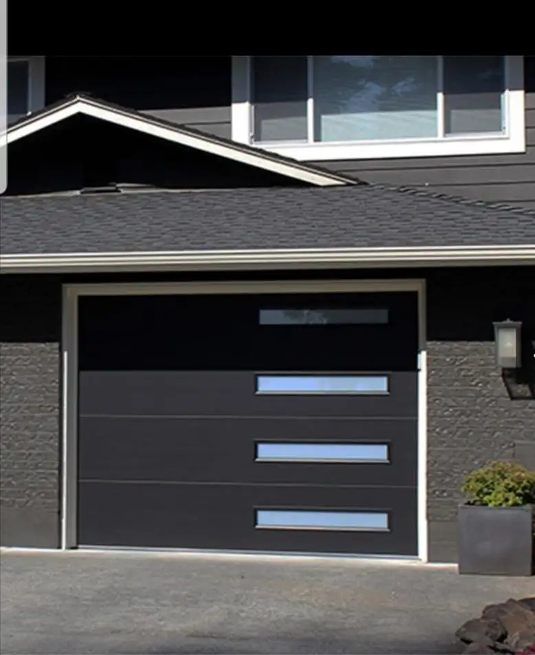 Painel seccional de aço personalizado portas de garagem com janelas automáticas terminadas