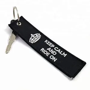 Wholesales Custom embroidered keychain/key tag/keyring alpha jet/remove