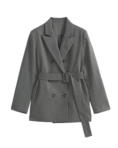 Grossista Vintage Waffle in tessuto Plaid alla moda Anti-rughe da ufficio a manica lunga <span class=keywords><strong>Blazer</strong></span> doppiopetto <span class=keywords><strong>con</strong></span> <span class=keywords><strong>cintura</strong></span> da <span class=keywords><strong>donna</strong></span> - Product Image 1
