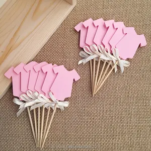 Palitos para confeitaria revelação de gênero, palitos de cupcake rosa/azul