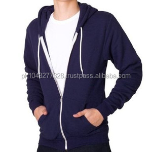 Sweats à capuche et sweatshirts d'hiver à fermeture éclair pour hommes en polyester teint uni/coton - Product Image 4