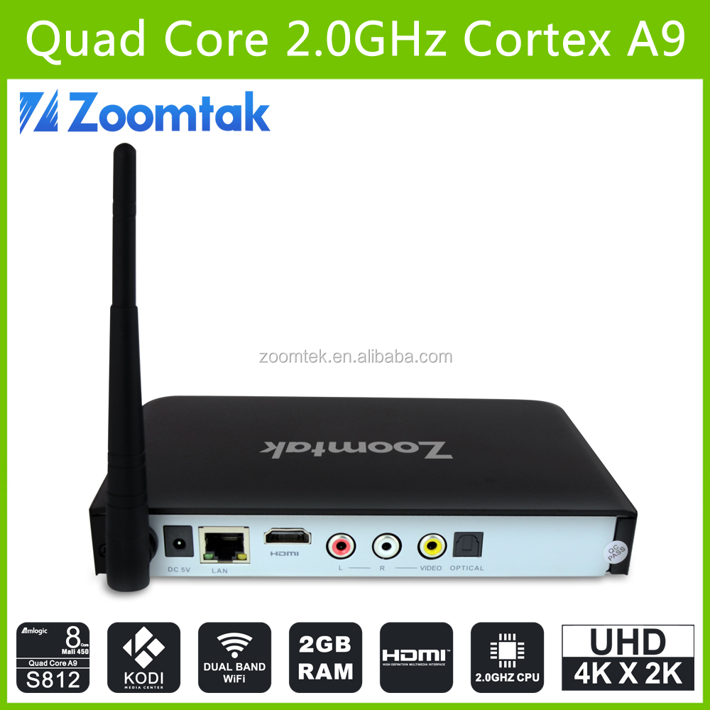 Zoomtak T8 plus 2 G RAM 16 G máster erasmus mundus Amlogic S812 quad core android tv box