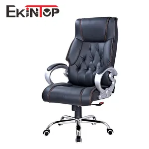 Ekintop Vente en gros Chaise de bureau ergonomique à dossier haut pour PDG Mobilier de direction pivotant en cuir PU Chaises de bureau