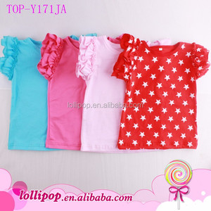 Estate Boutique In Bianco Ragazze Doppio Ruffle T Shirt Per Bambini In Cotone Svolazzano Manica Camicie Pianura Svolazzano Bambino Boutique <span class=keywords><strong>Top</strong></span> - Product Image 2