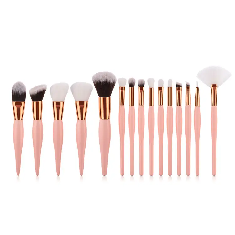 Caldo di Vendita di Colore Rosa Cosmetici Make Up Pennelli 15 PCS Professionale Rosa Vegan Spazzole di Trucco In Polvere Eye Brush Set Produttori di Cina