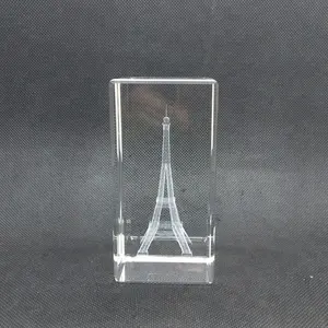 Lưu niệm Các Khối Thủy Tinh/Khối 3D Tinh Thể Tia Laser Eiffel Tháp