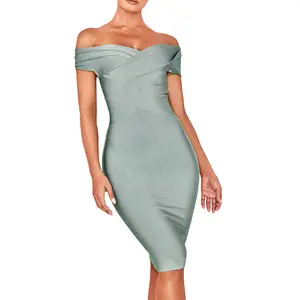 Nieuwe Aankomst Off Shoulder Bandage Sexy Jurk Avond Vrouwen Jurken Met Beste Prijs Mouwloze Hoge Taille Feest Dames Kleding