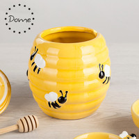 Beste Geschenke Gelbes Keramik Bienenstock Honig glas mit Schöpf löffel für Lebensmittel lagerung & Behälter
