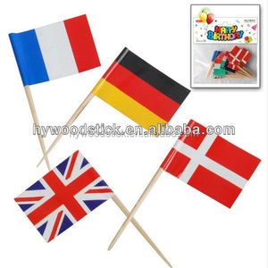 2025 Hot Sale HYWD Stuzzicadenti in Legno Ecologici Monouso per Feste di <span class=keywords><strong>Compleanno</strong></span> con Bandiera e Logo Personalizzato Certificati ISO9001/BRC - Product Image 4