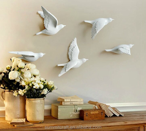 Reçine 2D beyaz kuş duvar sanatı heykel uçan kuş duvar dekorasyon - Product Image 3