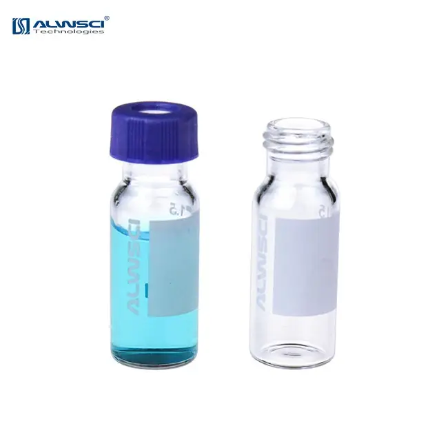 ALWSCI Kaca Bening 1.5Ml, Botol Kecil Hplc W Tempat Tulis 9Mm Pembuka Lebar Vial Chromatografi 2ML-9-V1002