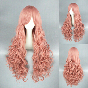 Venta al por mayor 80cm largo rizado <span class=keywords><strong>Rosa</strong></span> <span class=keywords><strong>peluca</strong></span> Cosplay Vocaloid Luka <span class=keywords><strong>Peluca</strong></span> sintético Anime <span class=keywords><strong>Halloween</strong></span> fiesta Cosplay disfraz <span class=keywords><strong>peluca</strong></span> - Product Image 2
