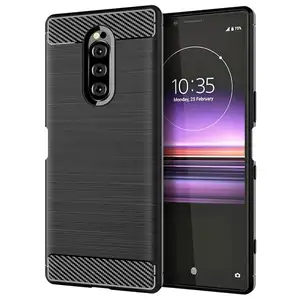 Arka kapak cep telefonu kılıfı karbon Fiber darbeye dayanıklı yumuşak TPU Sony Xperia 1 5 10 II III IV Ce müşteri logosu kabul 40g