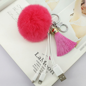Yongze USB al por mayor lindo regalo <span class=keywords><strong>de</strong></span> peluche colgantes encantos falso conejo pelo pompón bola <span class=keywords><strong>de</strong></span> <span class=keywords><strong>la</strong></span> piel con <span class=keywords><strong>la</strong></span> borla - Product Image 1