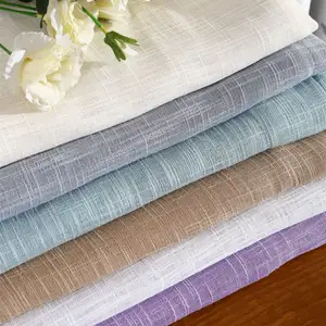 Home Textile, High-Quality Linen Yarn-Dyed Jacquard Turkish Plain Voile Curtain Fabric Sale