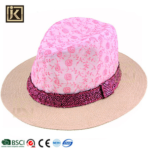 JAKIJAYI 2017 elegante barato al por mayor de tejido de papel de verano bordado decorar <span class=keywords><strong>sombrero</strong></span> panamá <span class=keywords><strong>ecuador</strong></span> - Product Image 2