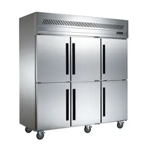 Summyo — réfrigérateur de cuisine professionnel, produit de grande capacité, 6 portes, en acier inoxydable, avec refroidissement statique