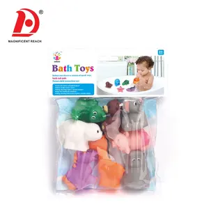 HUADA милые разные виды детские маленькие мягкие Пластиковые Игрушки для ванны с животными набор со свистком