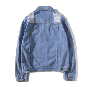 Veste en jean déchirée pour femmes, blouson en Denim Vintage à manches longues, décontracté, tendance, vente en gros, - Product Image 4