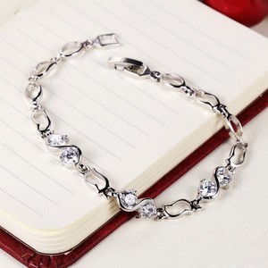 Sj de la fábrica de <span class=keywords><strong>amazon</strong></span> bljd0282 circonio cúbico blanco de circonio cúbico geométrica pulsera de novia para las mujeres - Product Image 2