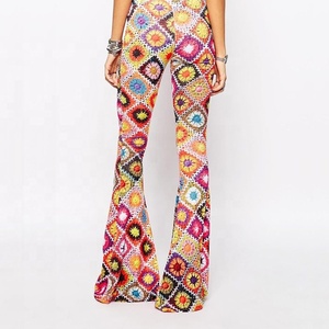 Pantaloni da <span class=keywords><strong>spiaggia</strong></span> lunghi da donna in cotone lavorati all'uncinetto fatti a mano - Product Image 3