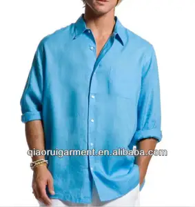 Non-fading 2013 Sunrise Classic Linen Shirt Elegant 100% Linen slim fit casual mens linen shirt with long sleeve