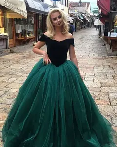 Della signora Con Scollo A V Tessuto di Tulle Arabo Abito Da Sposa Colore Verde