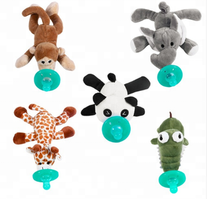 Échantillon gratuit bavoir pour bébé en <span class=keywords><strong>peluche</strong></span> sucette d'animal jouet en silicone avec anneau de dentition/jouet sucette - Product Image 1