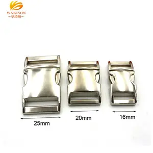 Custom Nickel Plated Metal quick side release buckles 16mm 20mm 25mm for Belt and dog collar