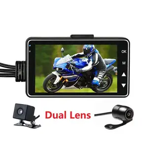 Elektrikli motosiklet DVR 3 inç LCD ekran çift Lens motosiklet kamera kaydedici
