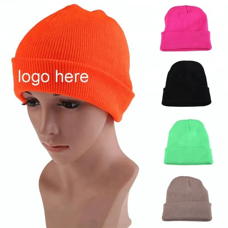 Bonnet tricoté en acrylique, personnalisé, pour l'hiver, 100%, chapeau, avec Logo, broderie personnalisée, meilleur prix, livraison gratuite