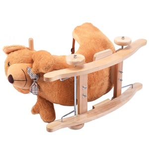 Los niños del bebé de peluche de juguete Animal oso basculante jinete niño asiento de madera mecedora w/sonido de la rueda