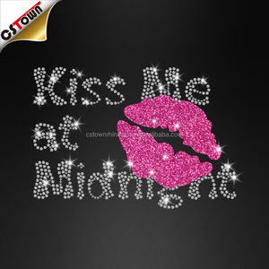 Küss mich Bling Glitter Eisen Lippen Strass Transfer Motiv Lady Glas auf Transfer - Product Image 2