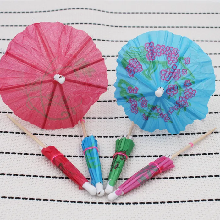 Mini formato cinese ombrello di carta stuzzicadenti con il bastone di legno