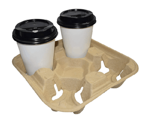 Phân Hủy Sinh Học Dùng Một Lần Bột Giấy Sợi 4 Cup Uống Carry Chủ Cho Takeaway Bột Giấy Khuôn - Product Image 4
