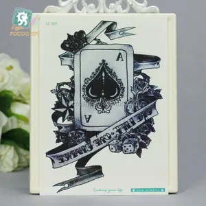 LC-305/New Big Black Tattoo Sticker Spade Temporary Tattoo Design For Men