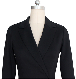 Abito da Ufficio Elegante per Donne, Stile OL, Snellente, a Matita, Maniche Lunghe, Scollo a V <span class=keywords><strong>con</strong></span> Cintura - Product Image 6