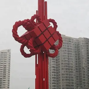 Fuera Parque productos hechos a mano de gran urbana de acero inoxidable nudo chino escultura de estilo