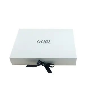 جوبي الكشمير الشريط شقة ورقة بيضاء قابلة للطي هدية مربع ، مخصص عبوة تعبئة